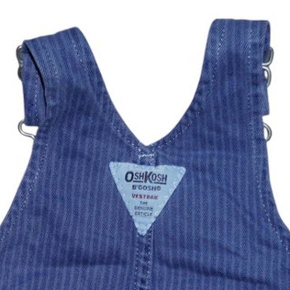OshKosh B’gosh Baby Railroad Stripe Shortall Overalls 0–3M Blue Vestbak - Picture 5 of 7